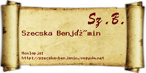 Szecska Benjámin névjegykártya